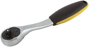 Вороток (трещотка) CrV, черно-желтая прорезиненная ручка, Профи 1/4&quot;, 72 зубца FIT