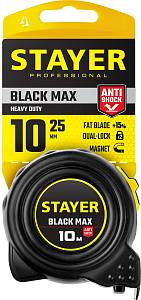 STAYER BlackMax, 10 м х 25 мм, рулетка с двумя фиксаторами, Professional (3410-010)