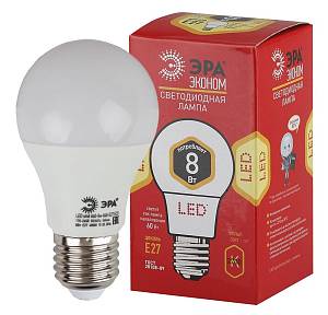 Лампочка светодиодная ЭРА RED LINE ECO LED A60-8W-827-E27 E27 / Е27 8Вт груша теплый белый свет