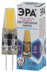 Лампочка светодиодная ЭРА STD LED JC-1,5W-12V-COB-840-G4 G4 1,5Вт капсула нейтральный белый свет