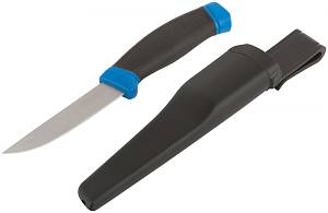 Нож строительный, нержавеющая сталь, прорезиненная ручка, лезвие 100 мм MOS