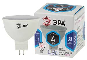 Лампочка светодиодная ЭРА STD LED MR16-4W-840-GU5.3 GU5.3 4Вт софит нейтральный белый свет