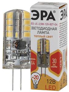 Лампочка светодиодная ЭРА STD LED JC-2,5W-12V-827-G4 G4 2,5Вт капсула теплый белый свет