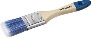 ЗУБР АКВА, 38 мм, 1.5″, светлая искусственная щетина, деревянная ручка, для воднодисперсионных и акриловых ЛКМ, плоская кисть (4-01007-038)